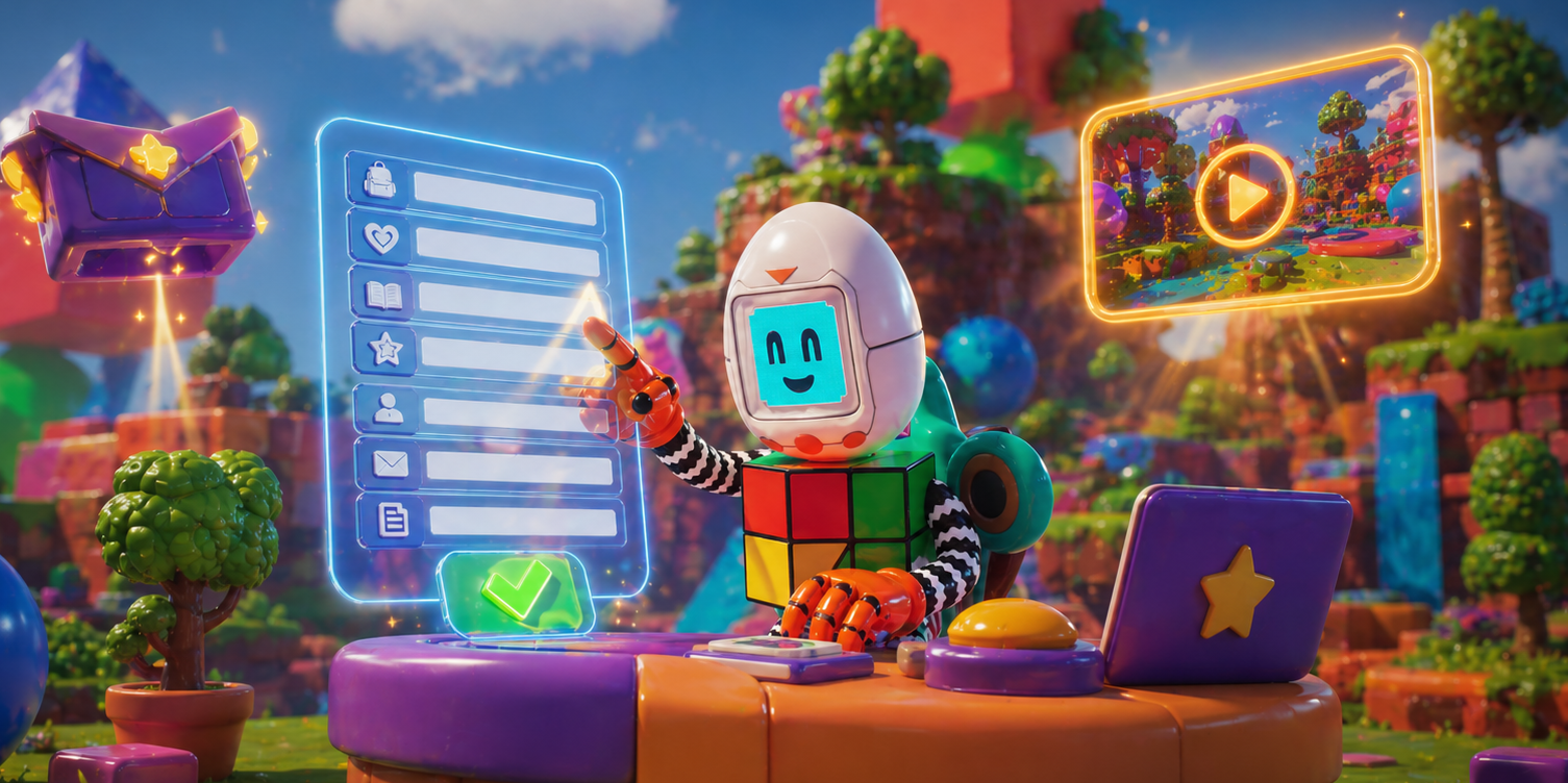 Der Kita-Held als Spielfigur in einer fantasievollen virtuellen Spielwelt. 