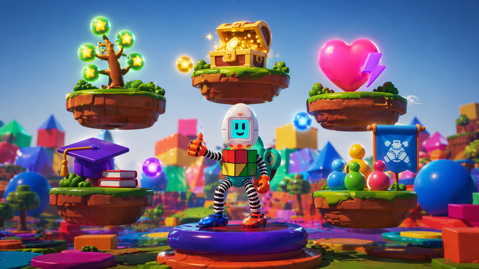 Der Kita-Held als Spielfigur in einer fantasievollen virtuellen Spielwelt.